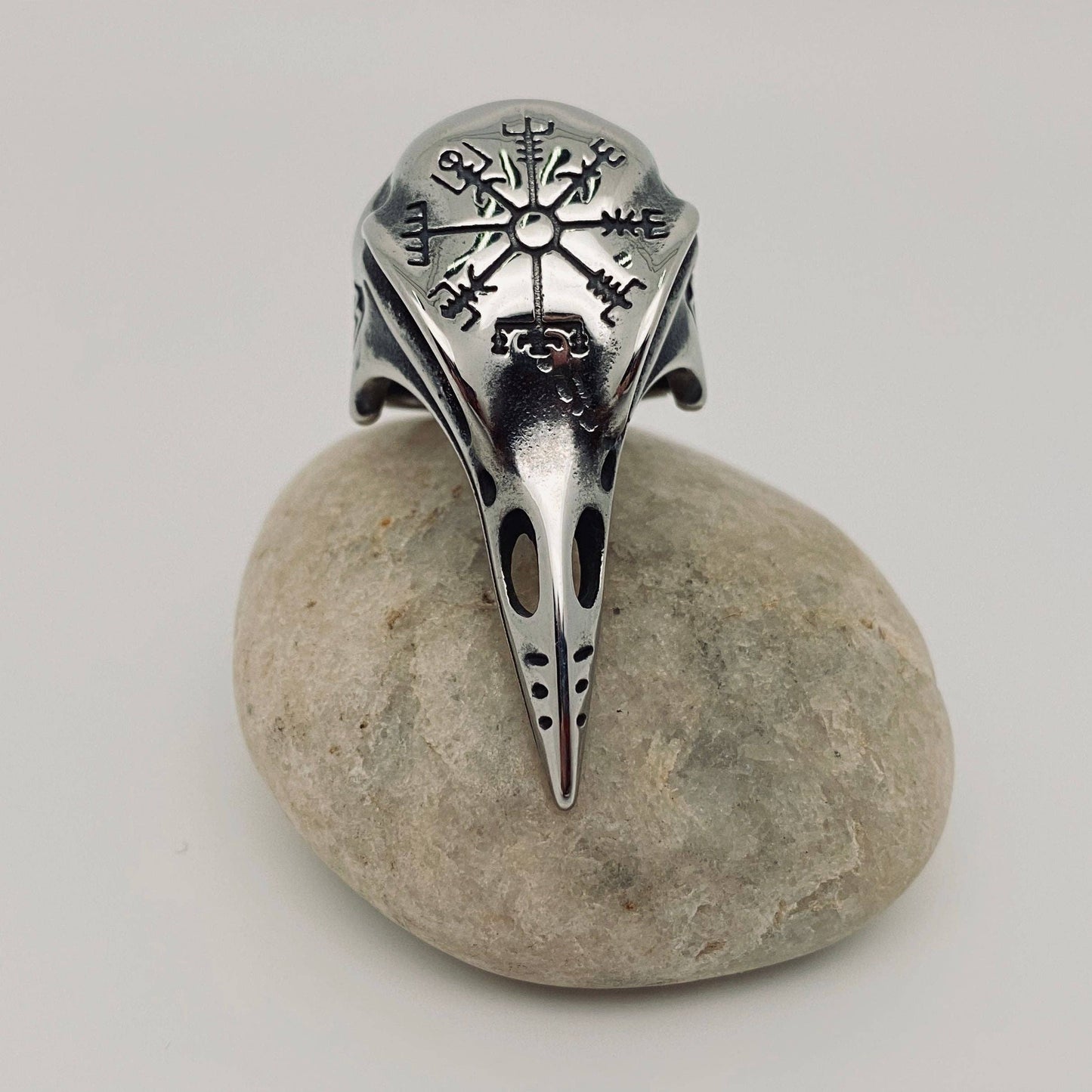 Viking Stainless Steel Men's Crow Head Ring
