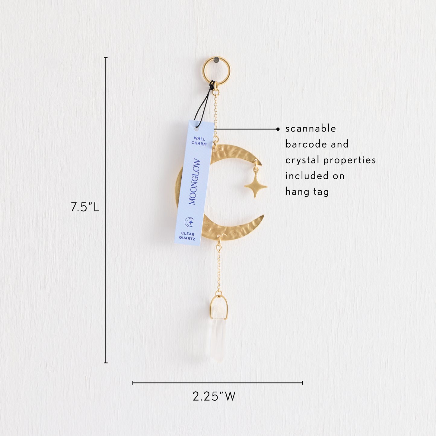 Moonglow Clear Quartz Crystal Wall Charm