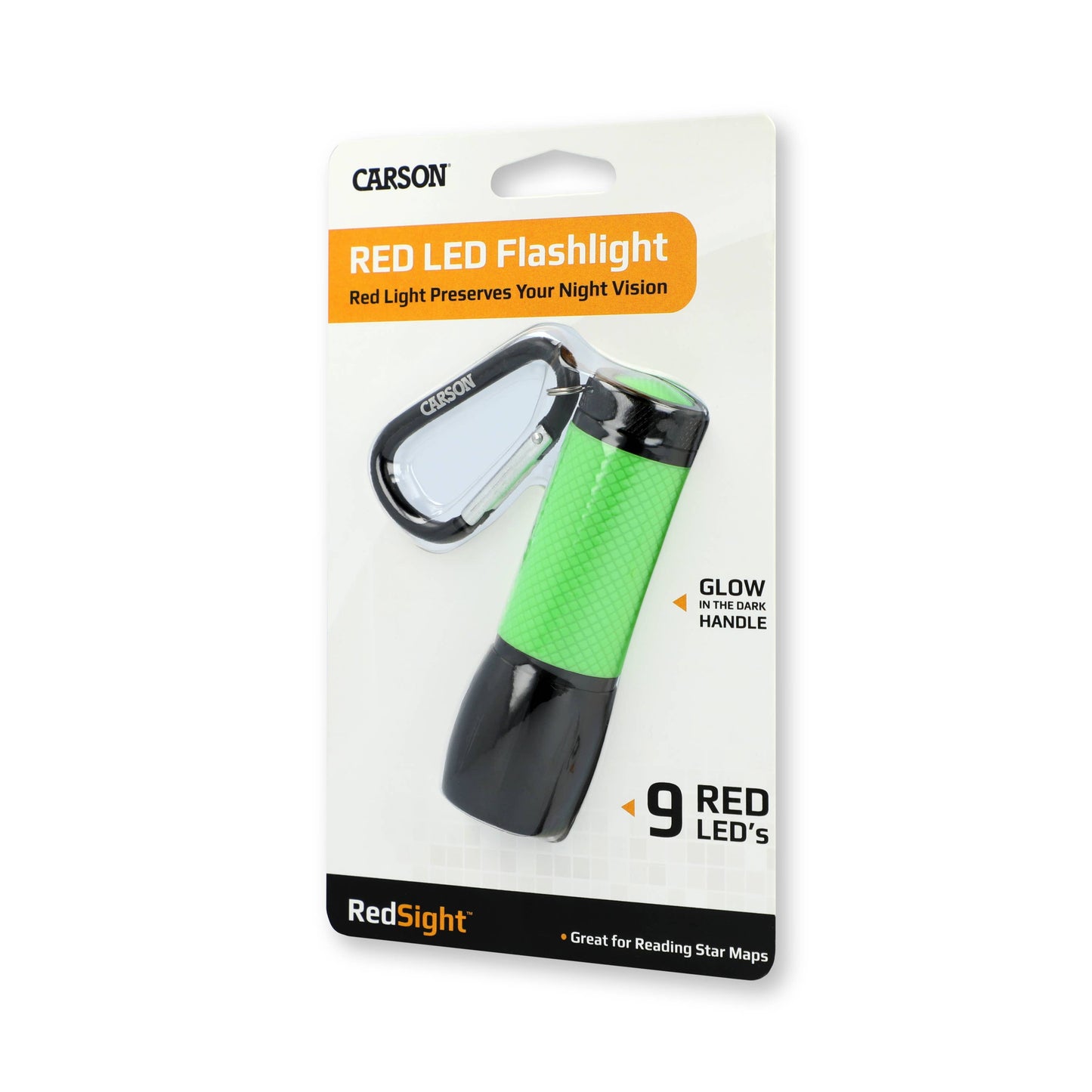 Bright Red LED Flashlight with Glow-in-the-Dark Rubber Grip