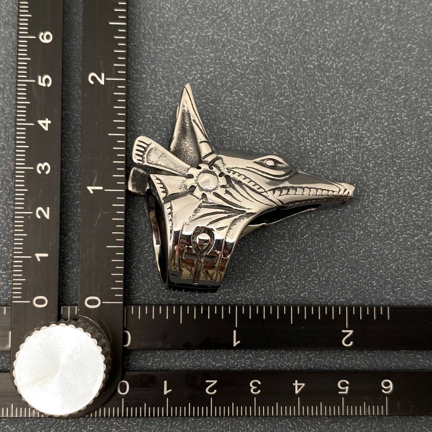 Egypt Ankh Anubis Stainless Steel Ring