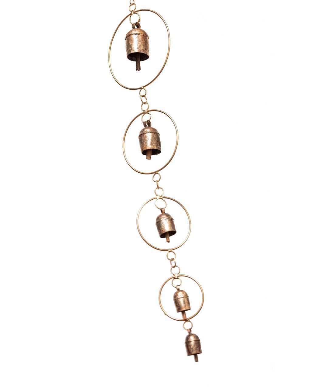 Golden Rings 5 Bell, Bronze Hand-tuned Garden Wind Chime, India