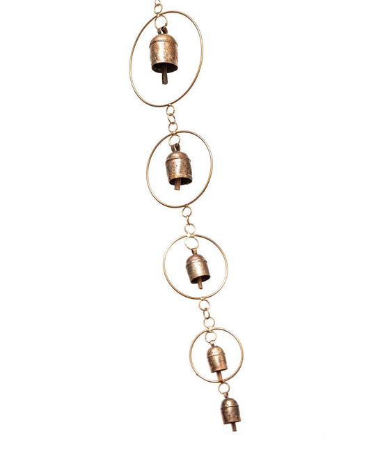 Golden Rings 5 Bell, Bronze Hand-tuned Garden Wind Chime, India
