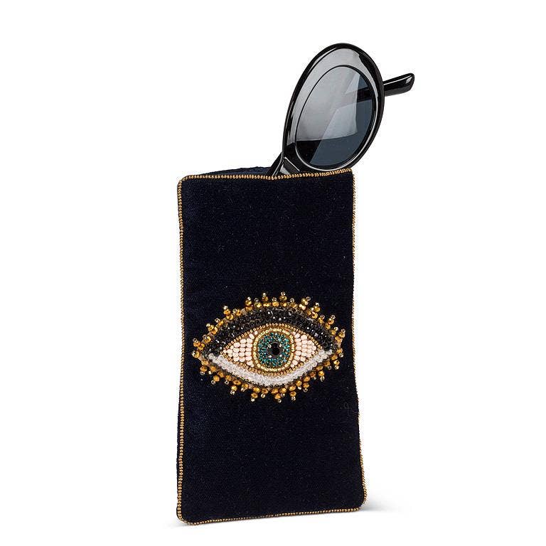 Eyeglass Case with Eye-Navy-3.5x6.5"L