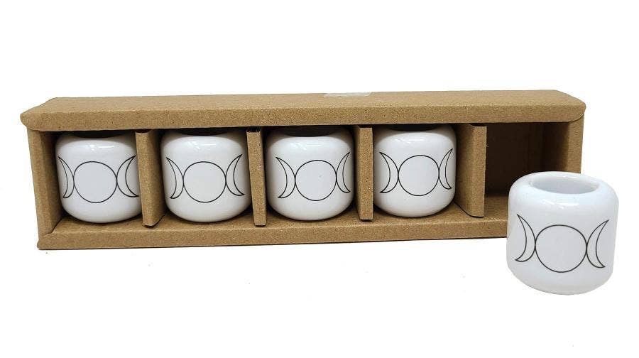 Triple Moon White Chime Candle Holder 1.25"H 1.25 5 Pack