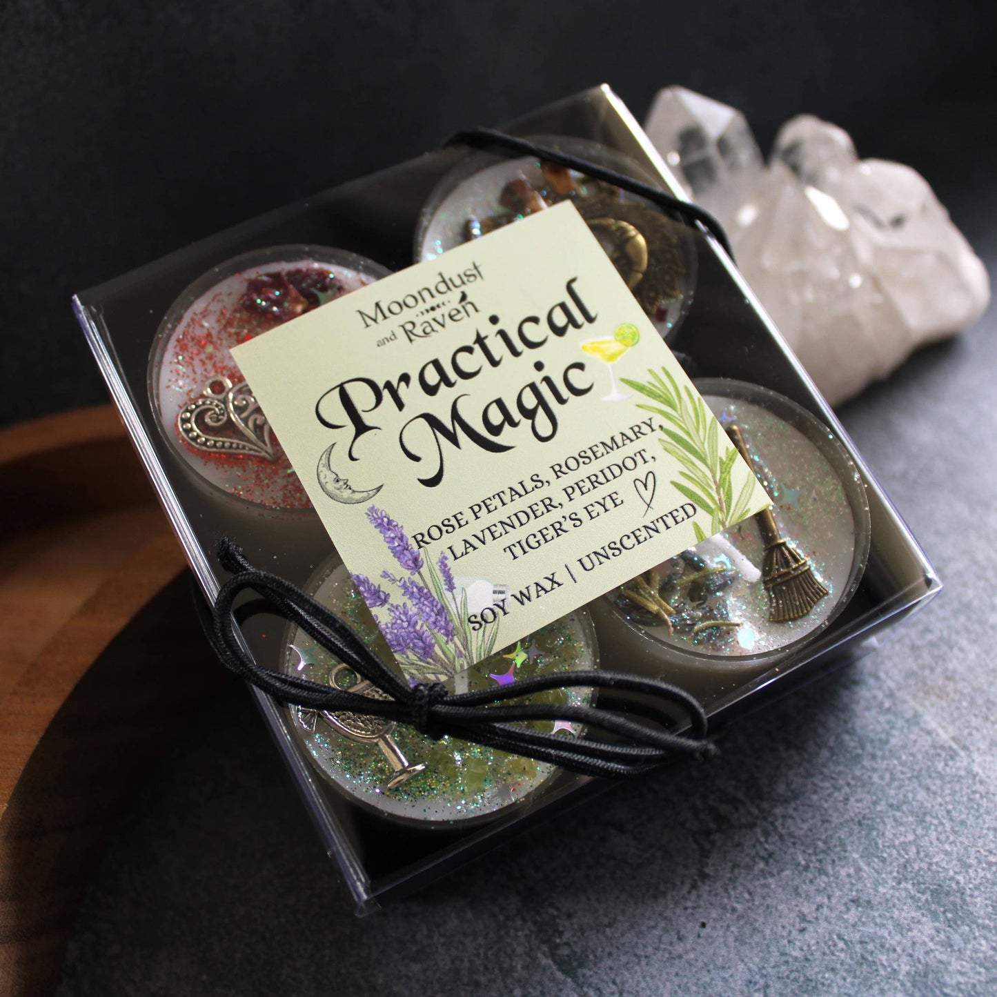 Practical Magic Tealight Crystal Candles, Ritual Candles