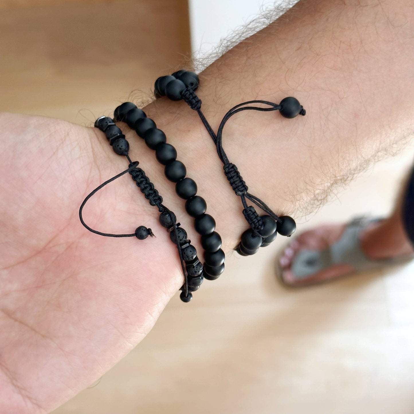 Onyx Bracelet with Evil Eye, Men Bracelet: Style 1