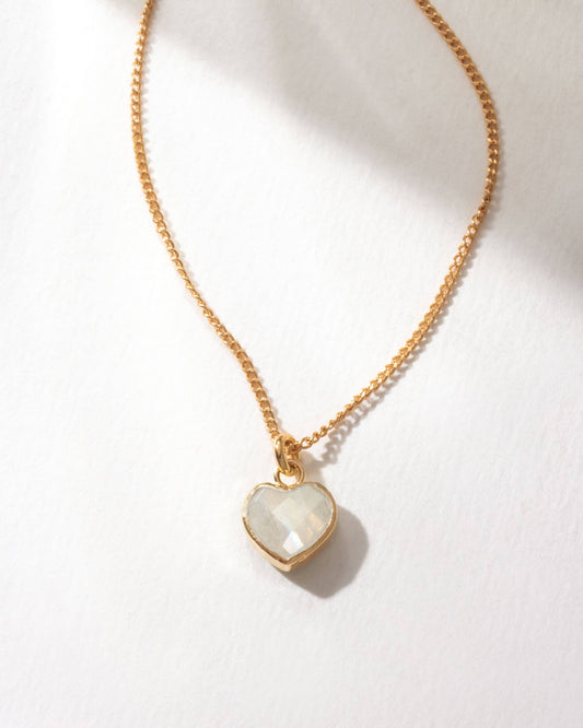 Precious Heart Birthstone Necklace - Moonstone