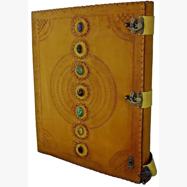 Tuzech Handmade Vintage Seven Chakra Stone Embossed Diary