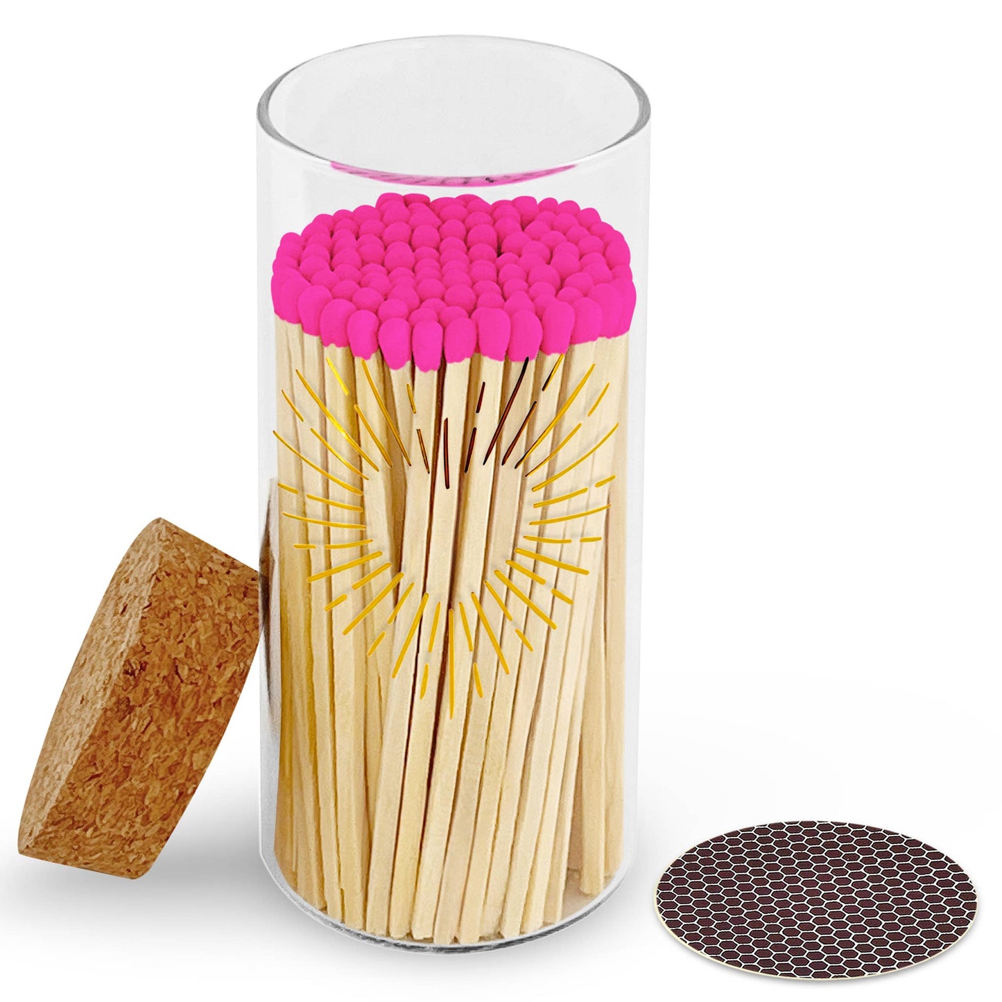 Gold Print with 4" Matches & Lg Cork Top Jar