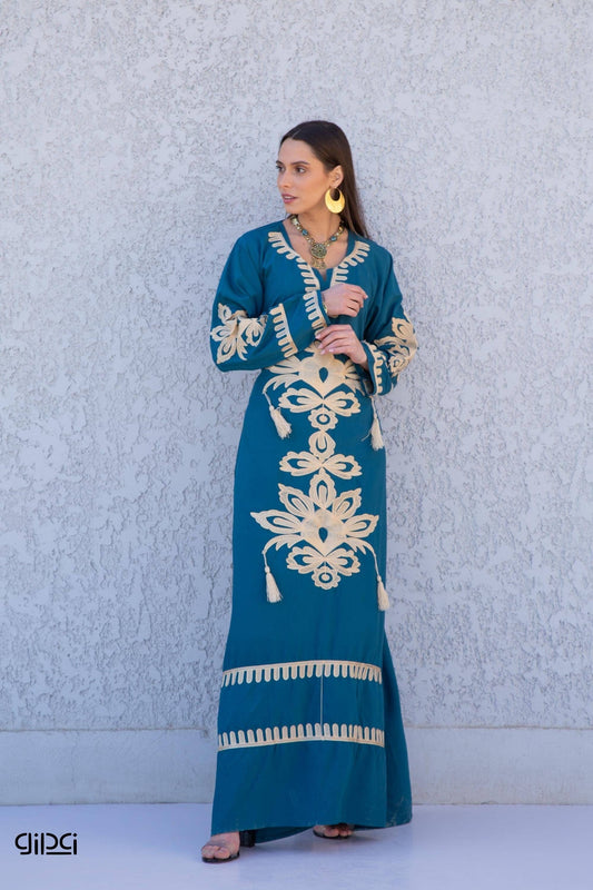 Blue Egyptian cotton kaftan dress, caftans for women, Boho Kaftan dress, Caftans for women, long summer kaftan, kaftans, caftan: S/M/L