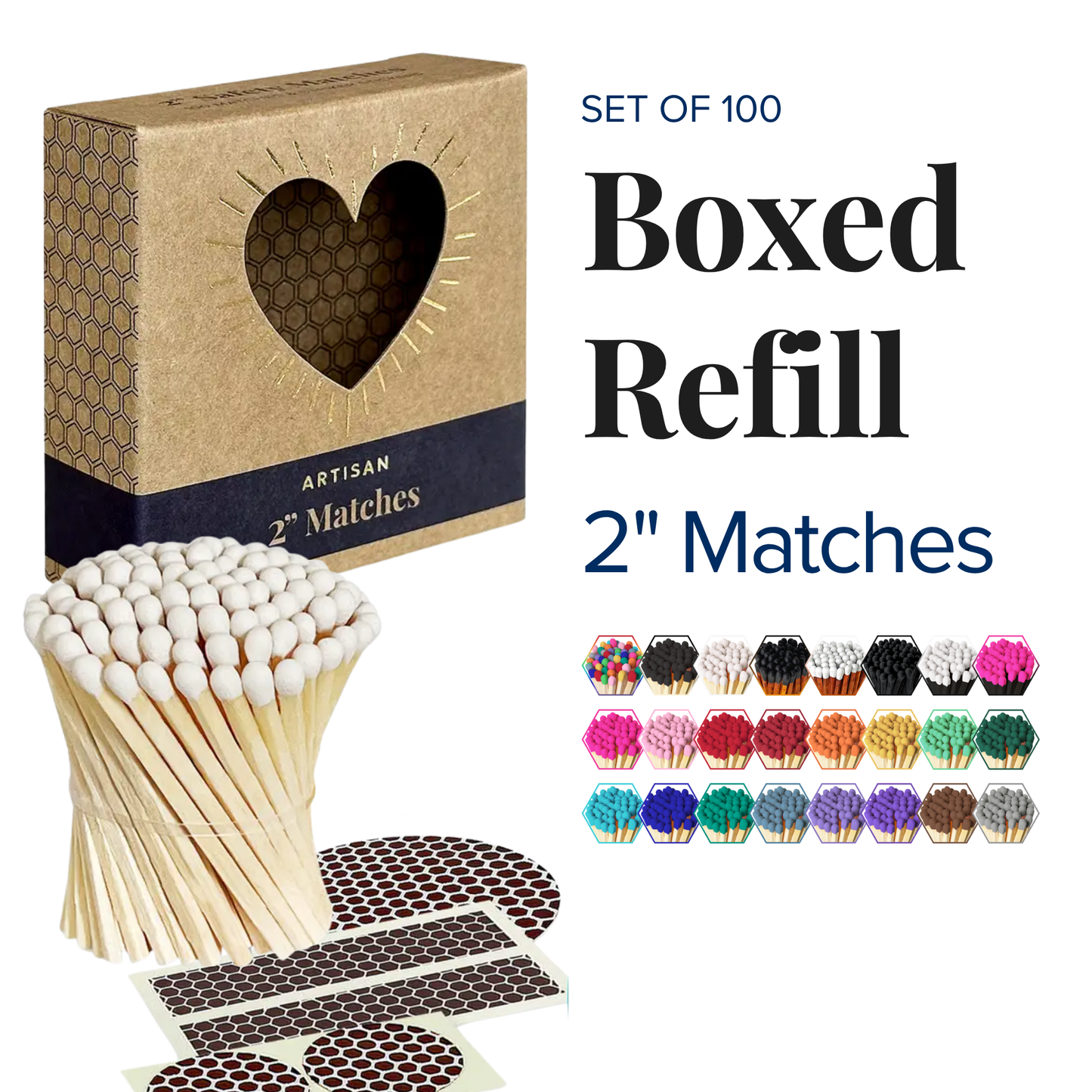 2" Refill Matches - Colors of Your Choice + Striker Stickers