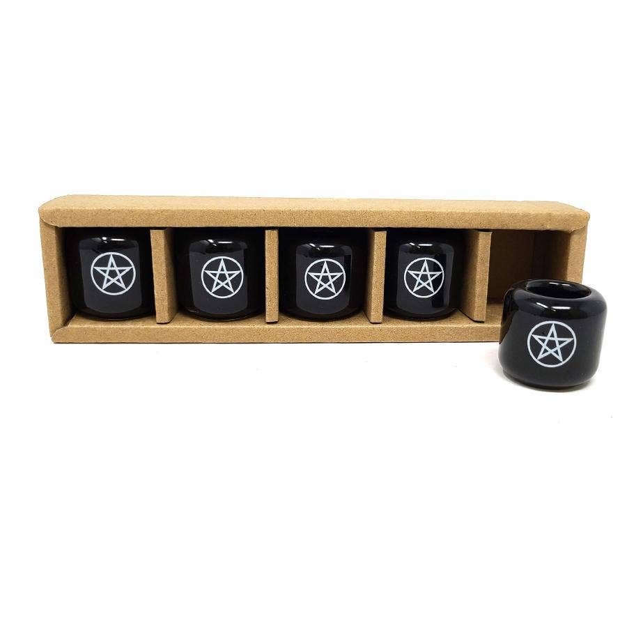 Pentacle Black Chime Candle Holder 1.25"H 1.25"W 5 Pack