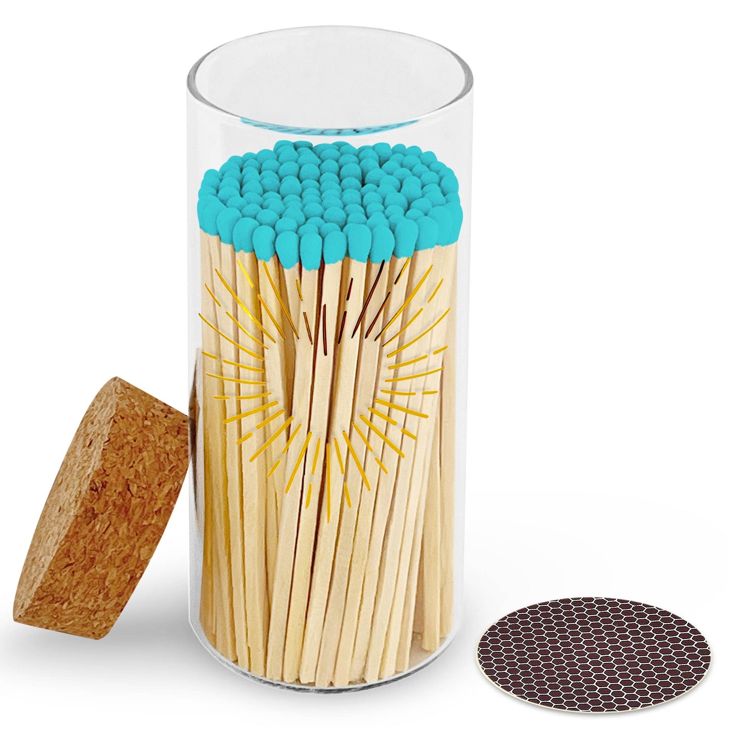 Gold Print with 4" Matches & Lg Cork Top Jar