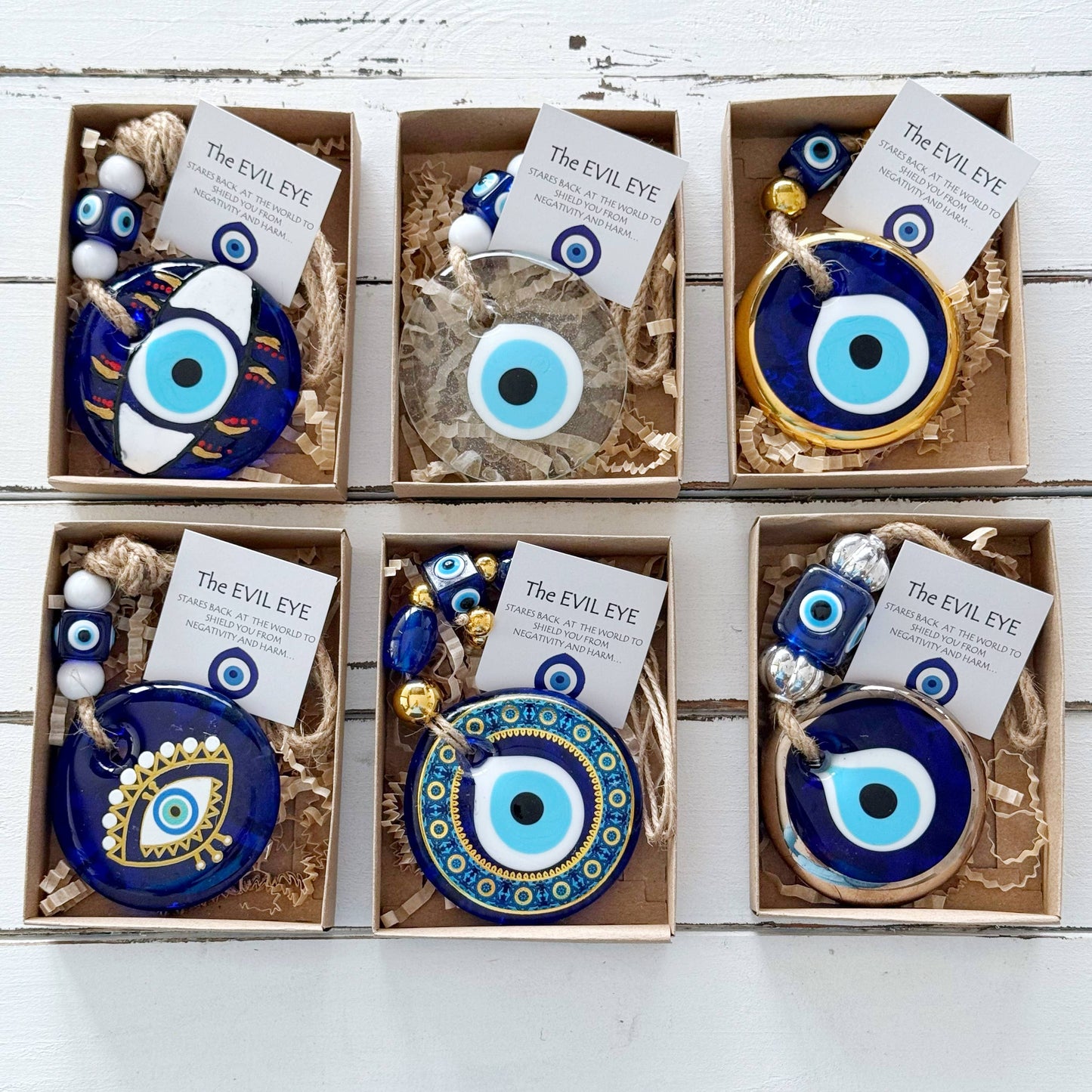 Evil Eye Gift Box – Greek Evil Eye Decor, White / Style 2