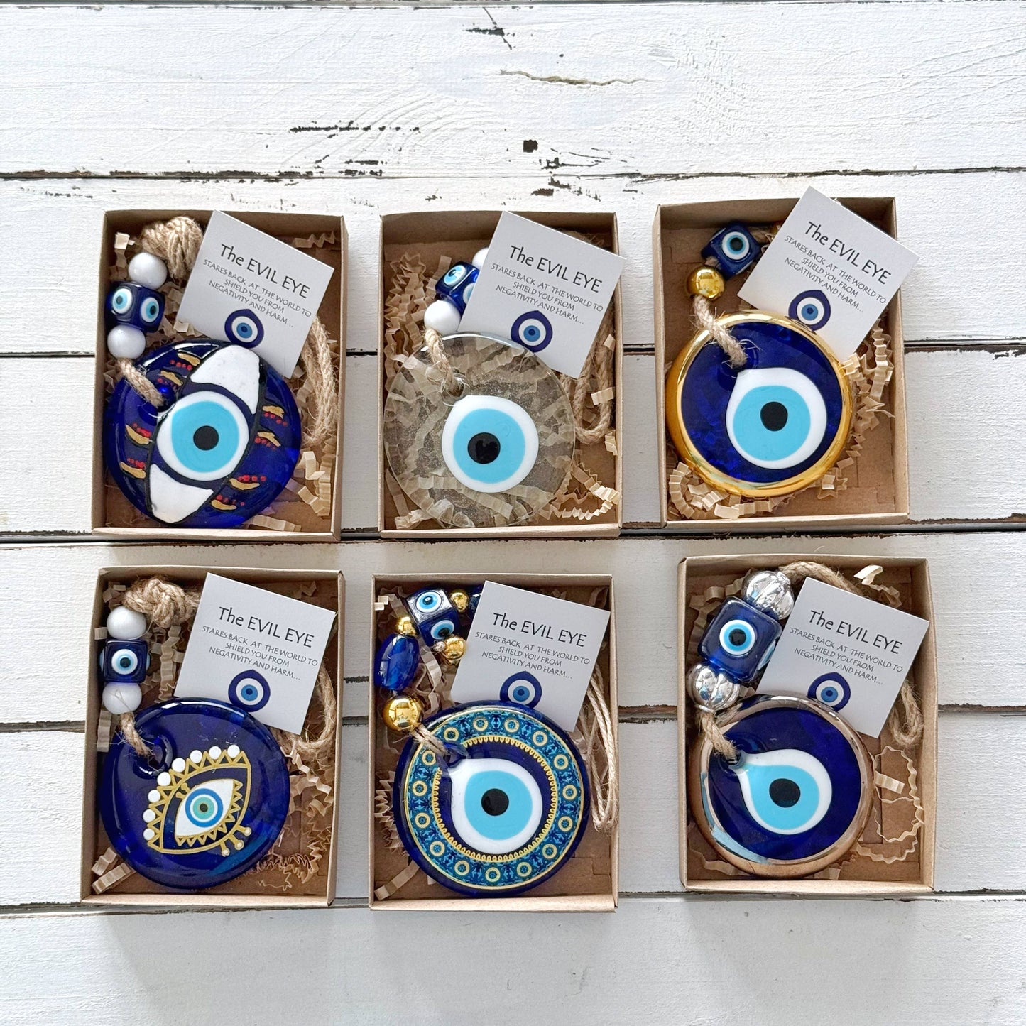 Evil Eye Gift Box – Greek Evil Eye Decor, White / Style 3