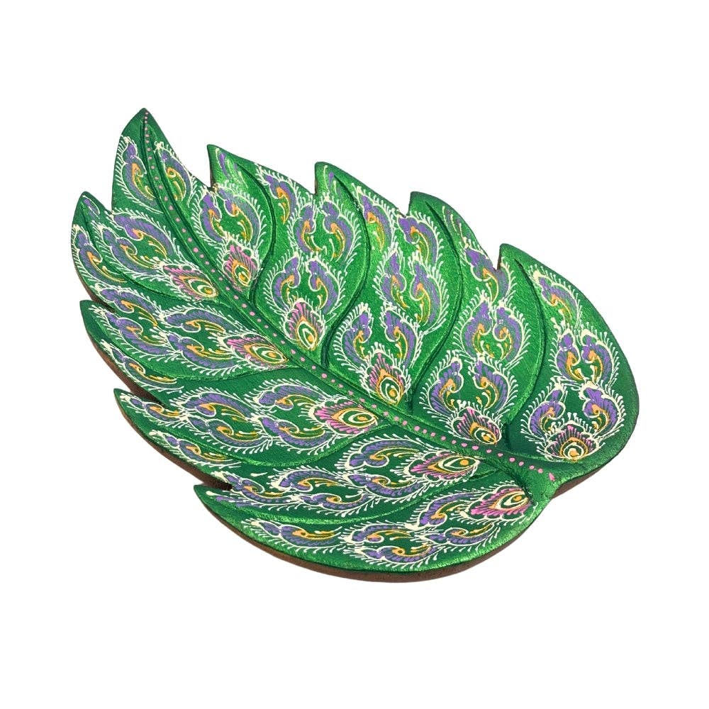 Leaf Hand Painted Wooden Carving
