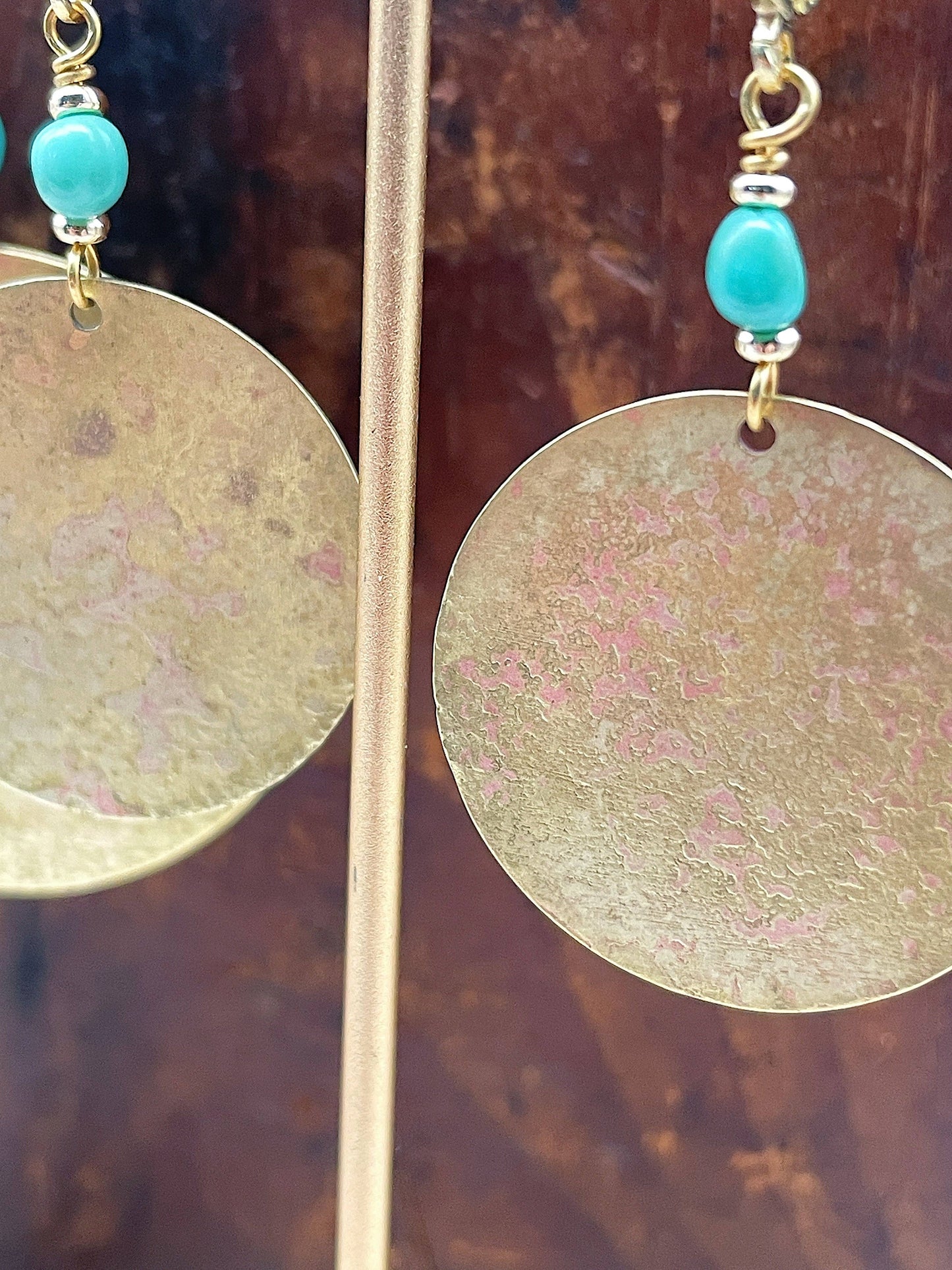 Recycled Patina Round Earrings: Small