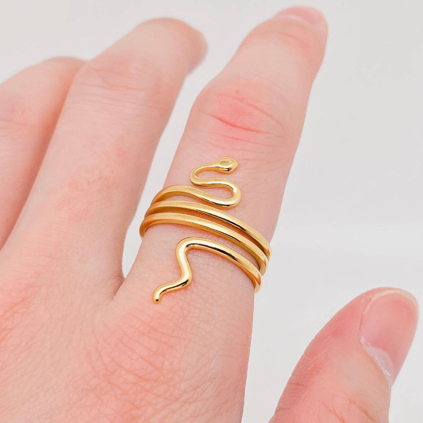 Snake 18K Gold Plated Stainless Steel Adjustable Ring