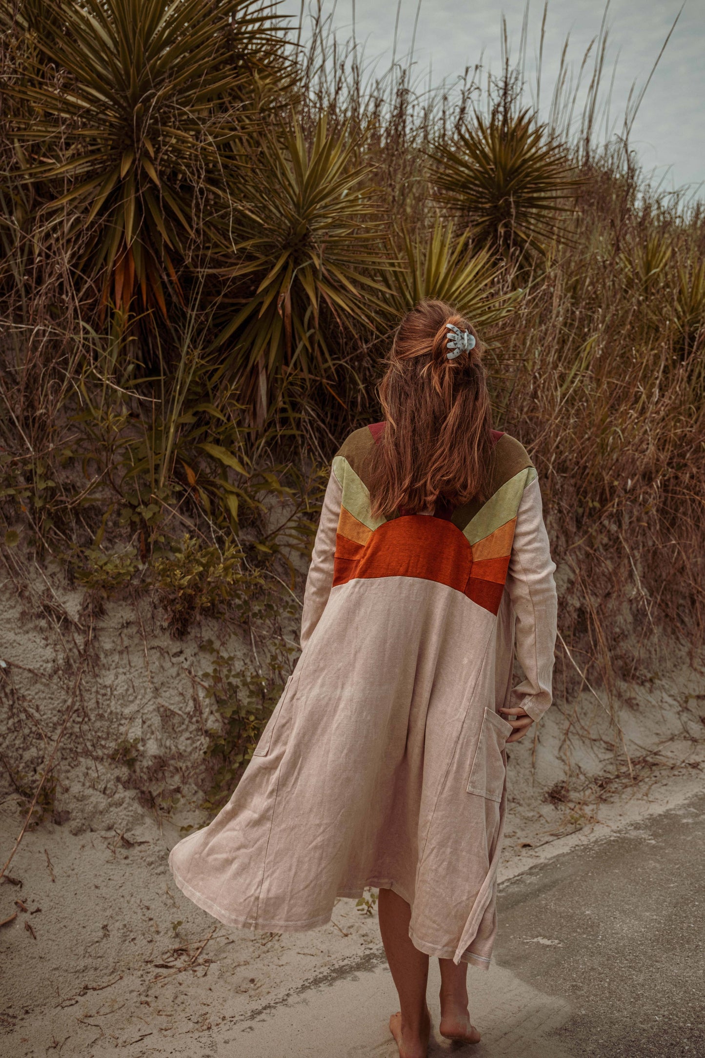Sun Ray Cardigan, Cotton Earthy Hippie Boho Style Duster: Black / Large