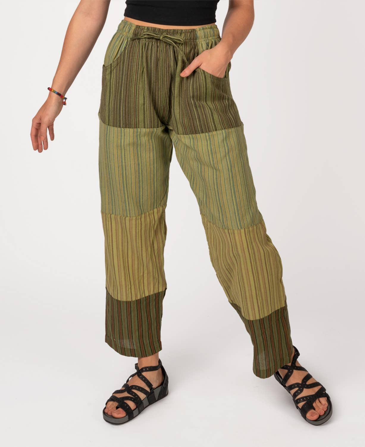 Patchwork Pants - Green: SM