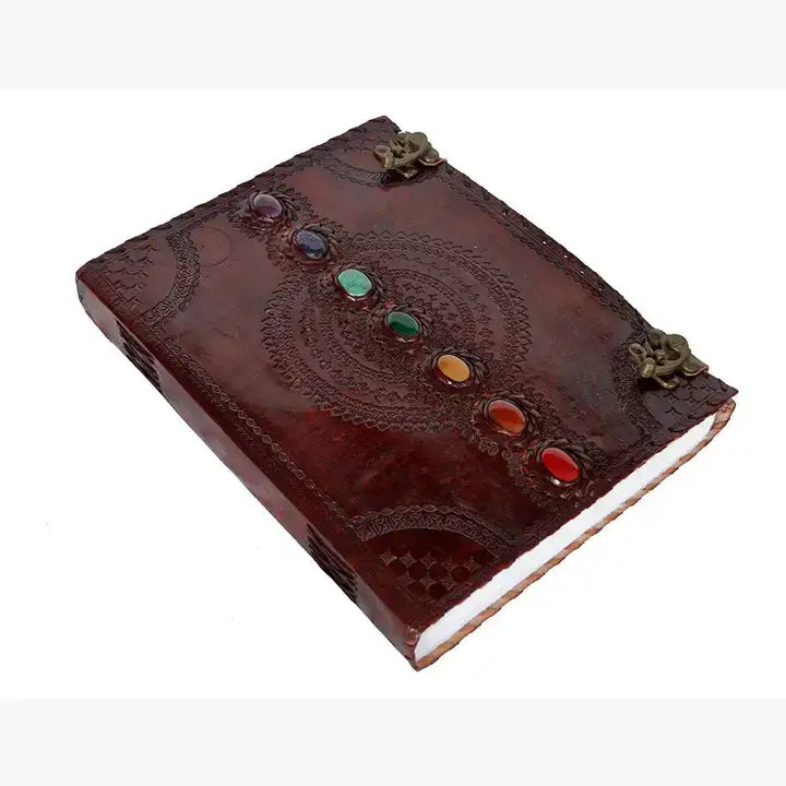 Tuzech Handmade Vintage Seven Chakra Stone Embossed Diary