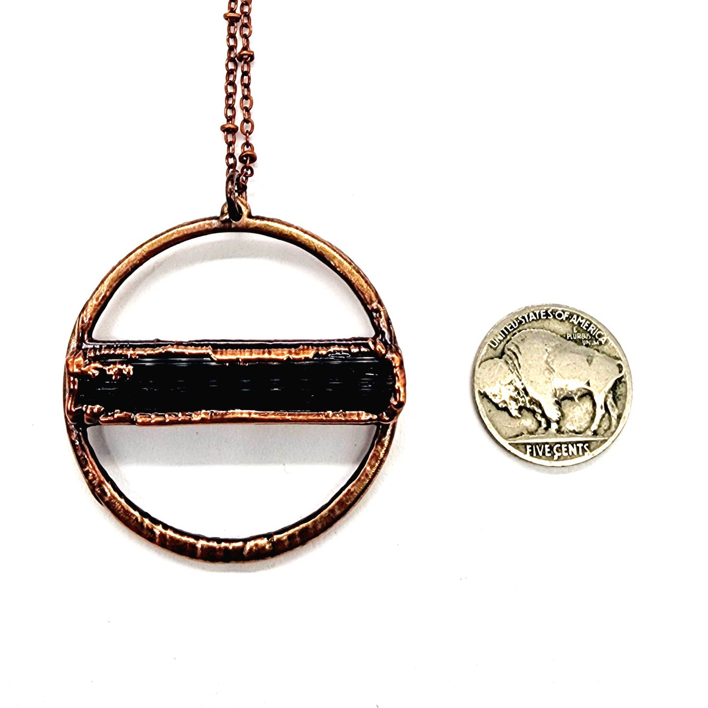 Black Tourmaline Halo Necklace // Electroformed Jewelry