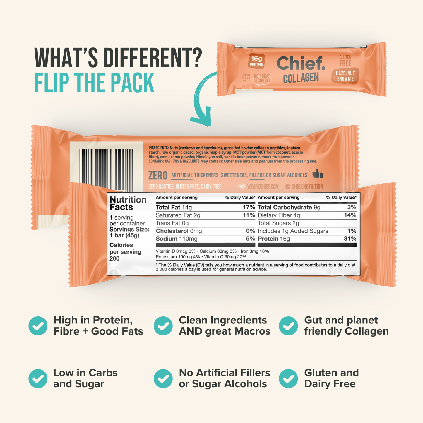 Collagen Protein Bar - Hazelnut Brownie