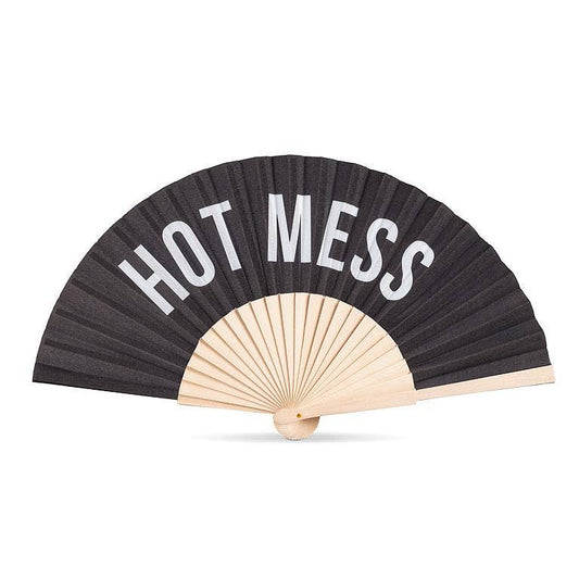 HOT MESS Hand Fan-Black-16"W