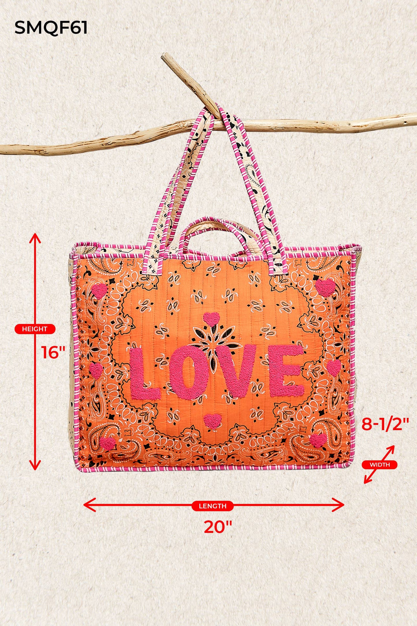 LOVE Bandana Quilted Tote Bag