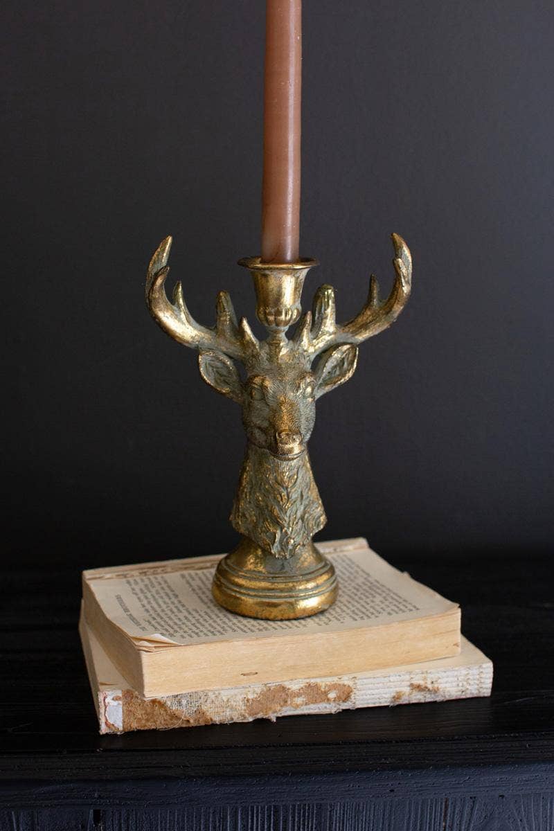 RESIN TAPER CANDLE HOLDER - DEER