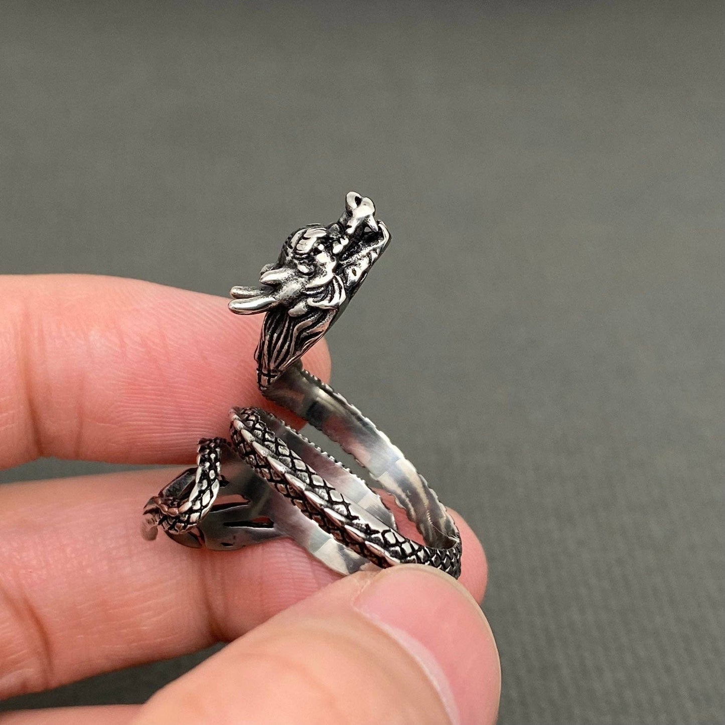 Chinese Dragon Men's Stainless Steel Ring