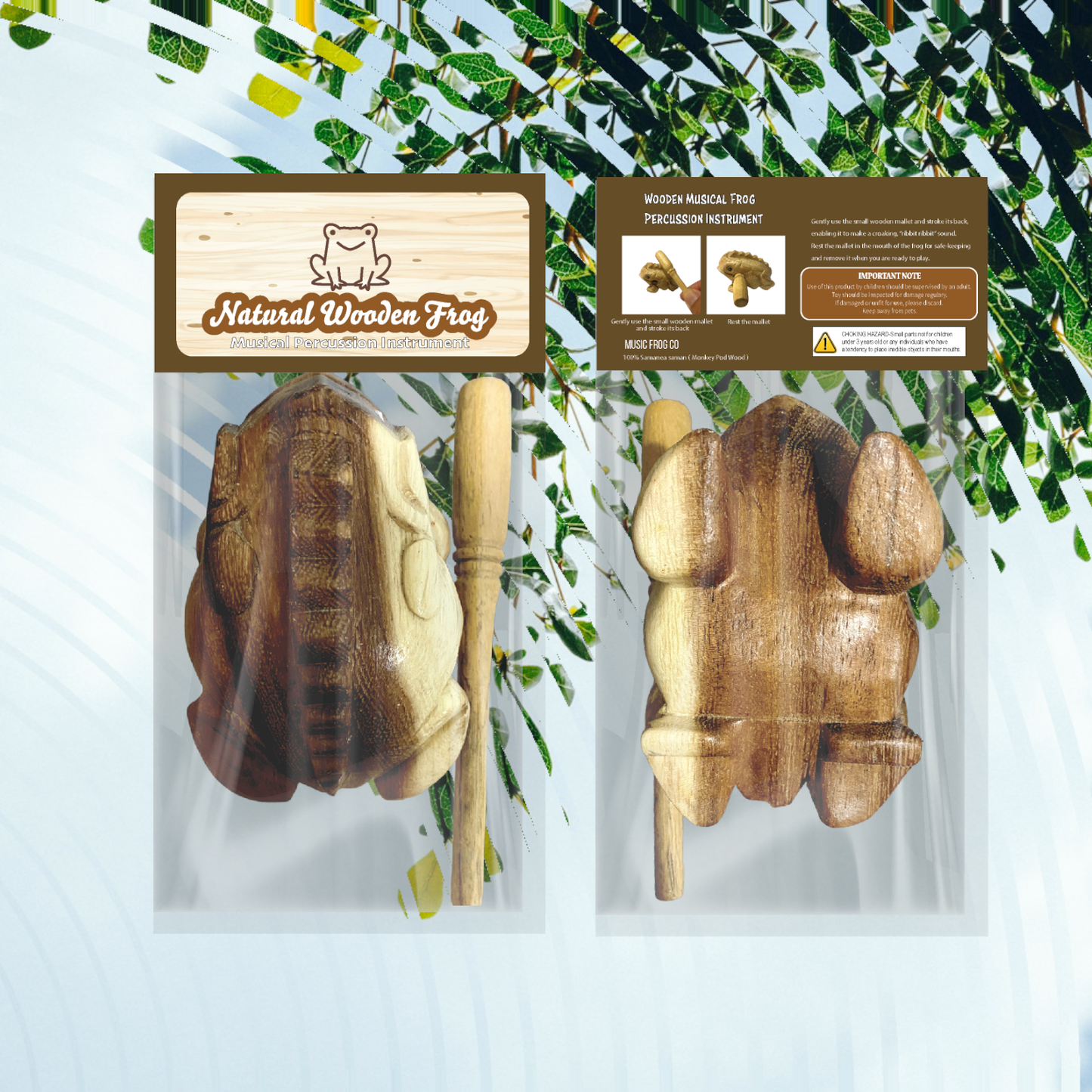 Natural Wooden Frog 2"