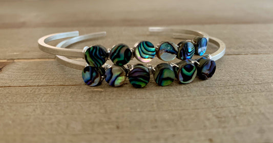 Overzealous paua abalone silver cuff bracelet