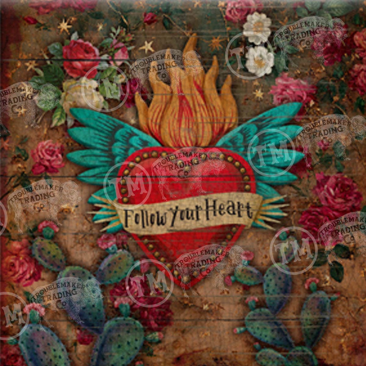 Follow Your Heart (Heart with Wings) - 24" Square Canvas