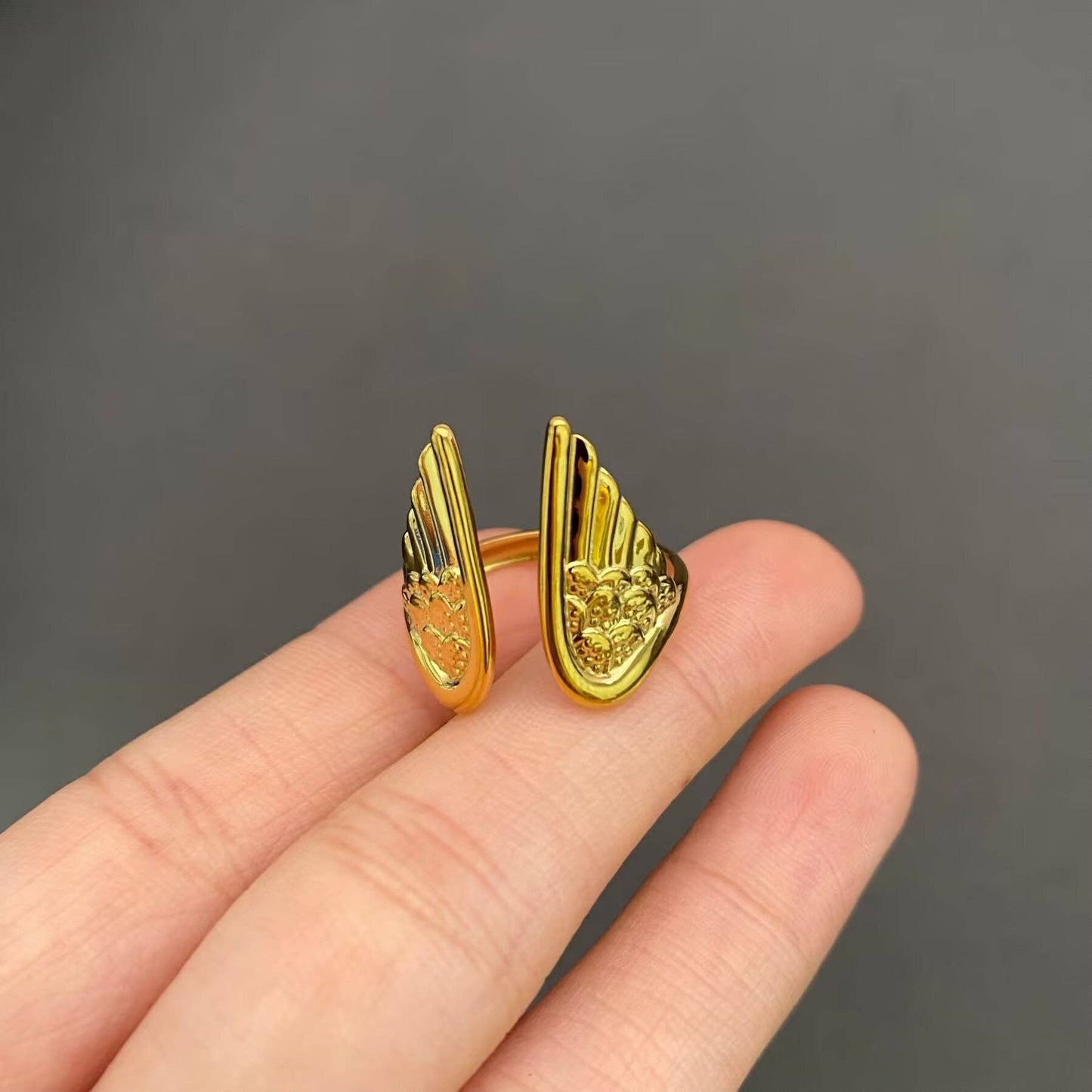 Wings 18K Gold Plated Stainless Steel Adjustable Ring - FGS