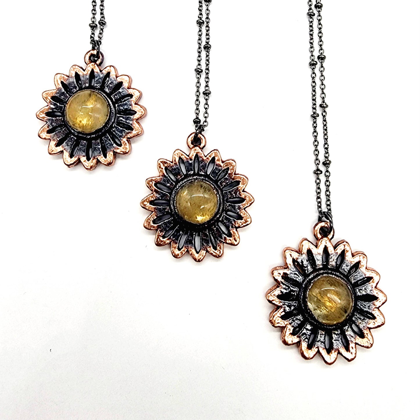 Smoky Citrine Flower Pendant Necklace