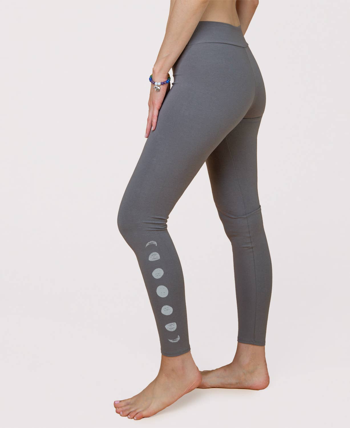 Lunar Phases Organic Cotton Leggings - Charcoal: SM