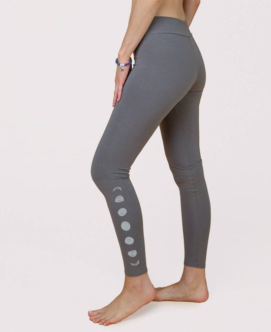 Lunar Phases Organic Cotton Leggings - Charcoal: SM