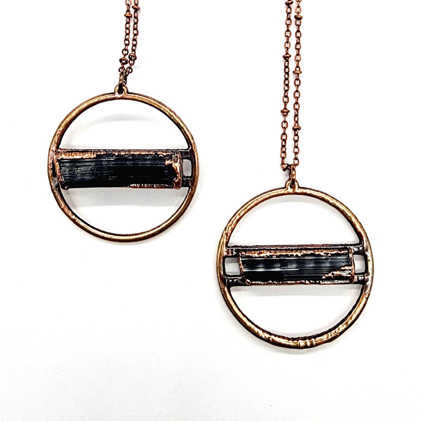 Black Tourmaline Halo Necklace // Electroformed Jewelry