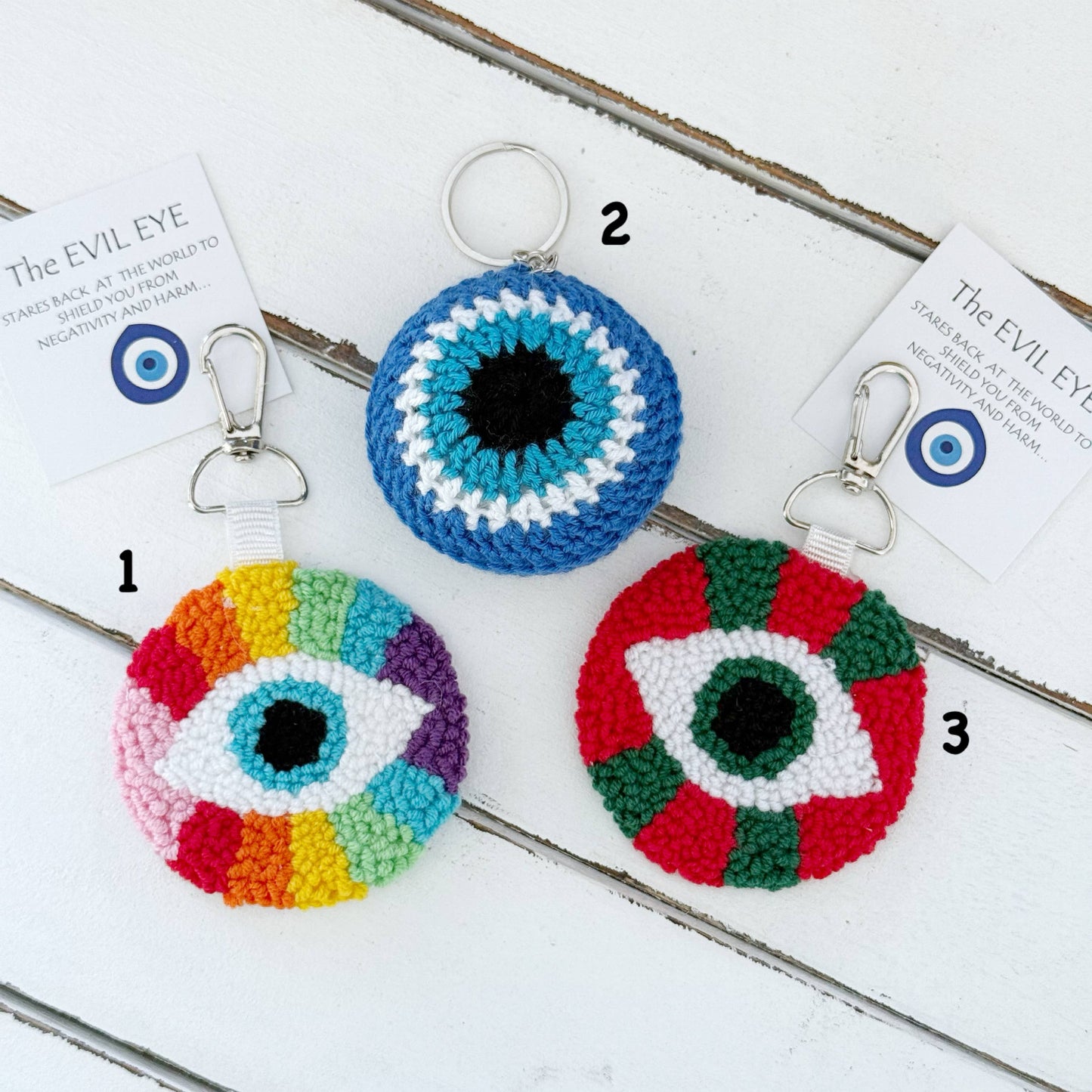 Mini Crochet Evil Eye Keychain - Nazar Amulet