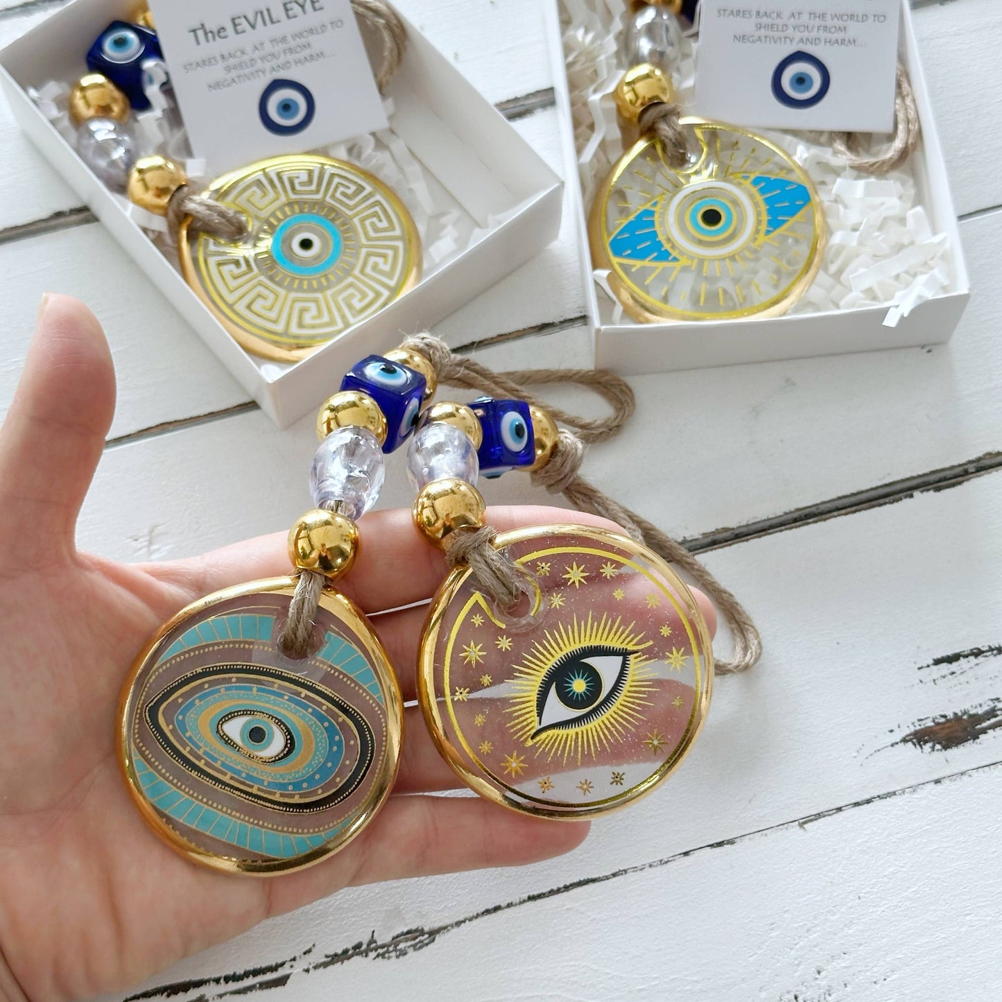 Evil Eye Wall Hanging, Gold Evil Eye Wall Decor, Protection: Style 1