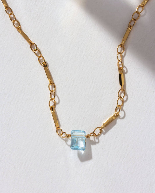 Blue Topaz Prism Gems Birthstone Necklace - December