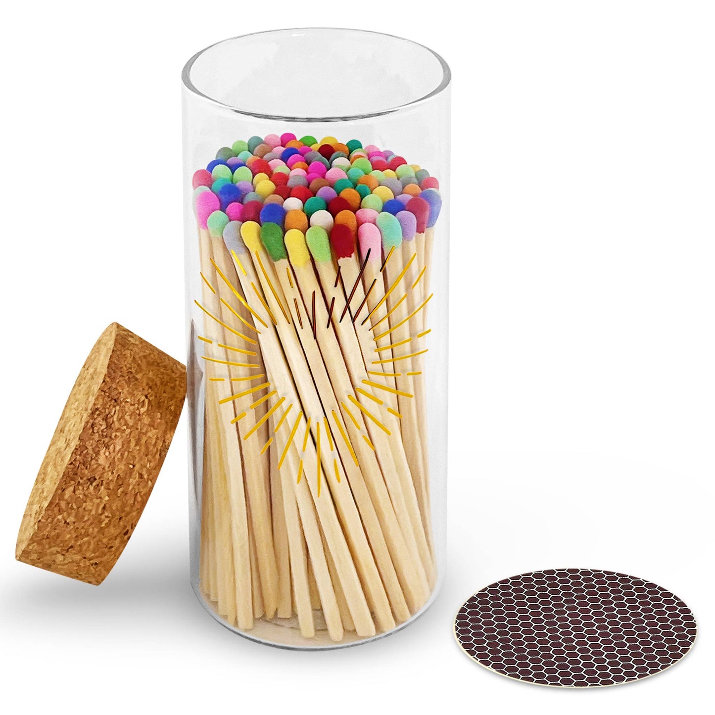 Gold Print with 4" Matches & Lg Cork Top Jar