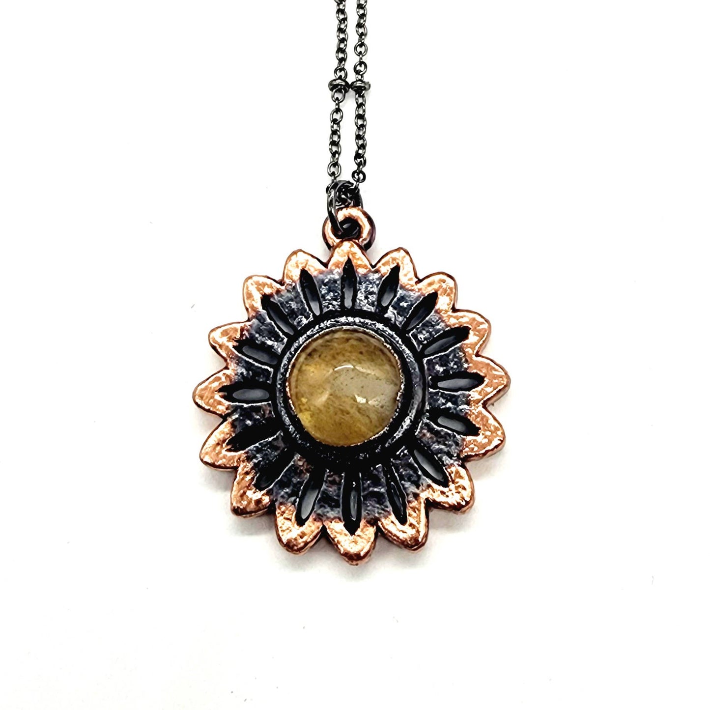Smoky Citrine Flower Pendant Necklace