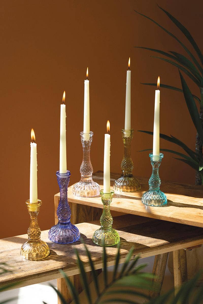 GLASS TAPER CANDLE HOLDERS