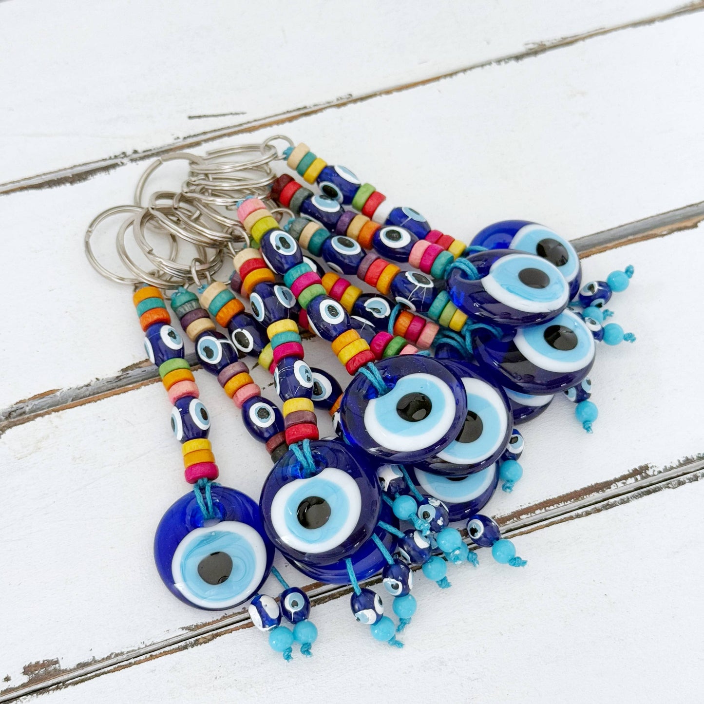Blue Evil Eye Keychain, Glass Evil Eye Bag Charm, Good Luck