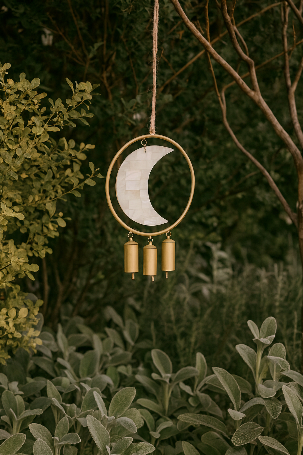 Chayana Large Moon Mother of Pearl Wind Chime - Handmade