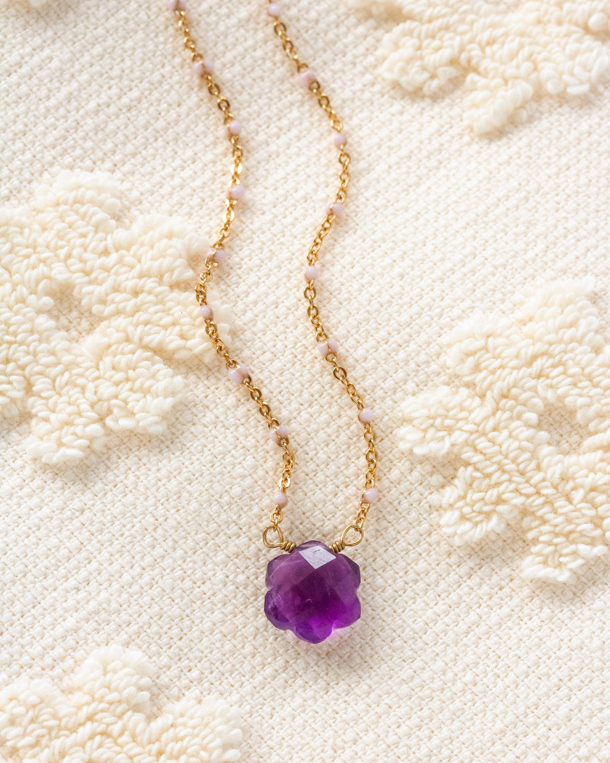 Color Me Bloom Gemstone Necklace- Amethyst