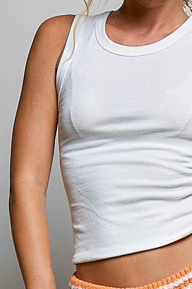 Slim Fit Round Neck Sleeveless Cotton Jersey Basic Top