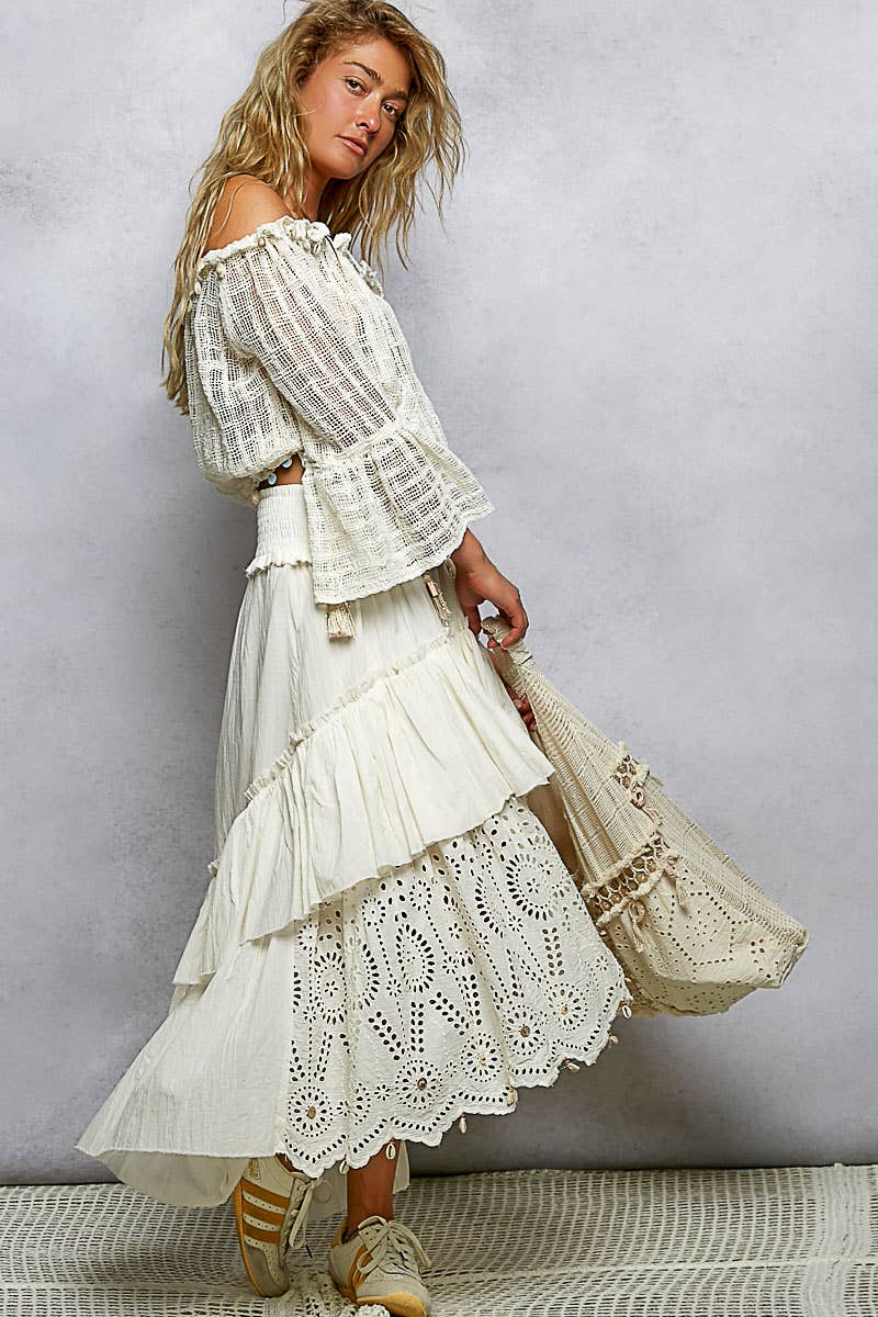 Mirror Dangle Tassel Lace Patched Hobo Bag